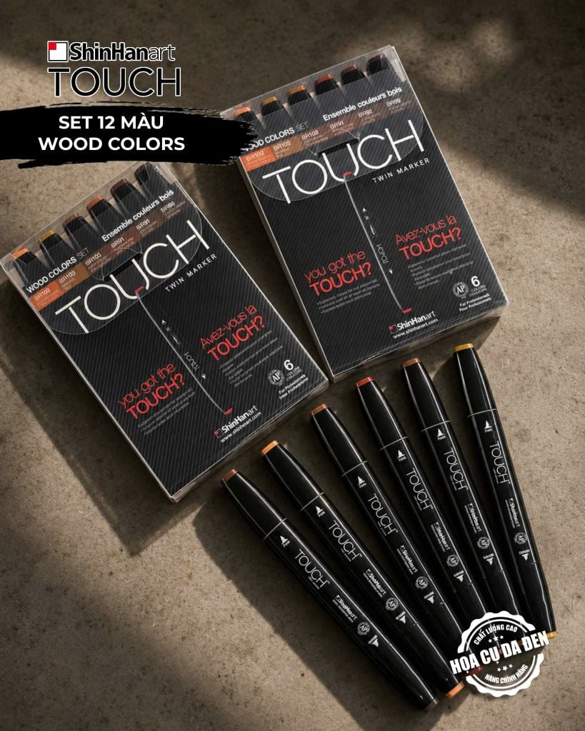Set 6 Marker Touch Shinhan 2 Đầu Fine & Broad Made in Korea