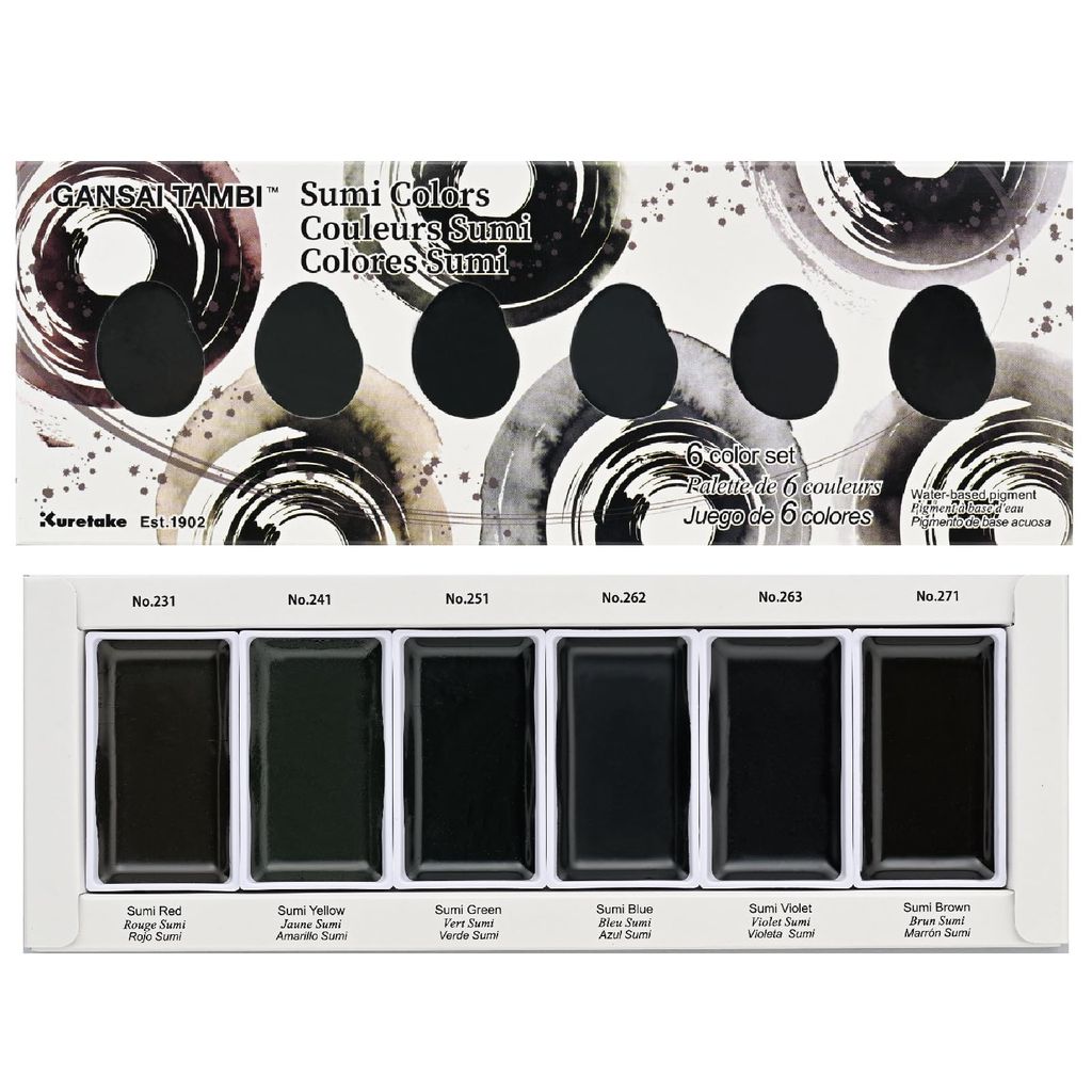Màu Nước Gansai Tambi Sumi 6 Màu