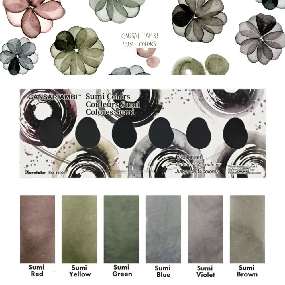 Màu Nước Gansai Tambi Sumi 6 Màu
