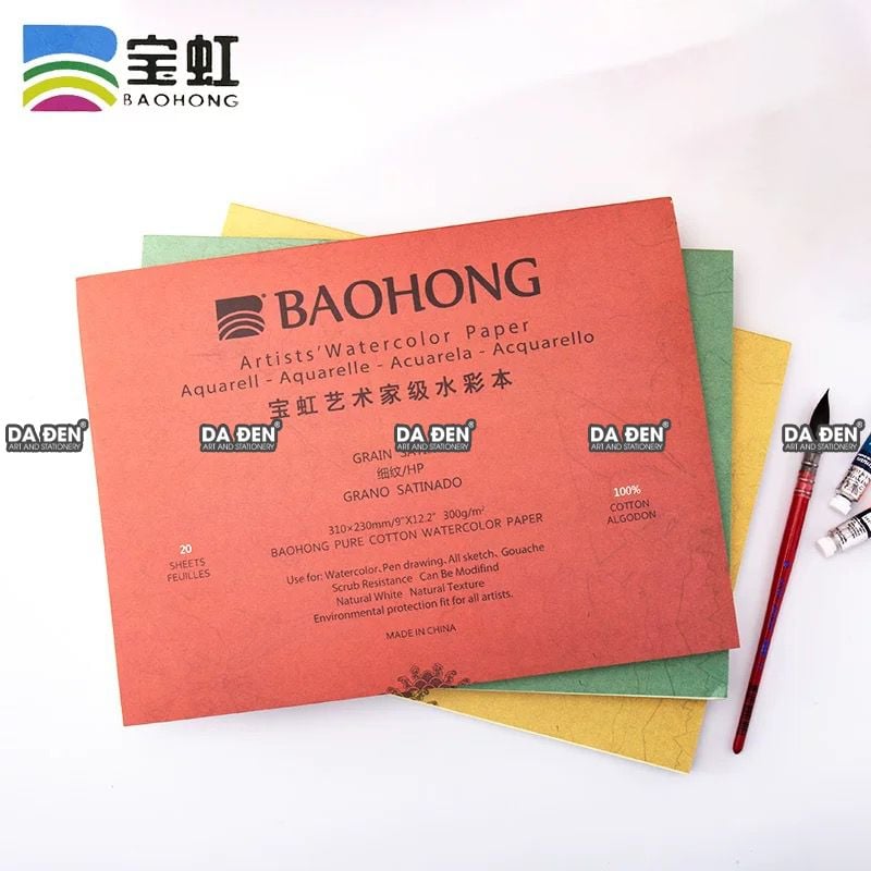 Sổ Vẽ Cao Cấp Baohong Artist's 300gsm 100% Cotton (Hot Press)