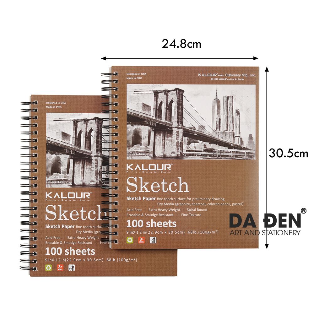 Sổ Vẽ Phác Thảo Tranh Chì Kalour A4+ (22.9*30.5cm) 100 Tờ