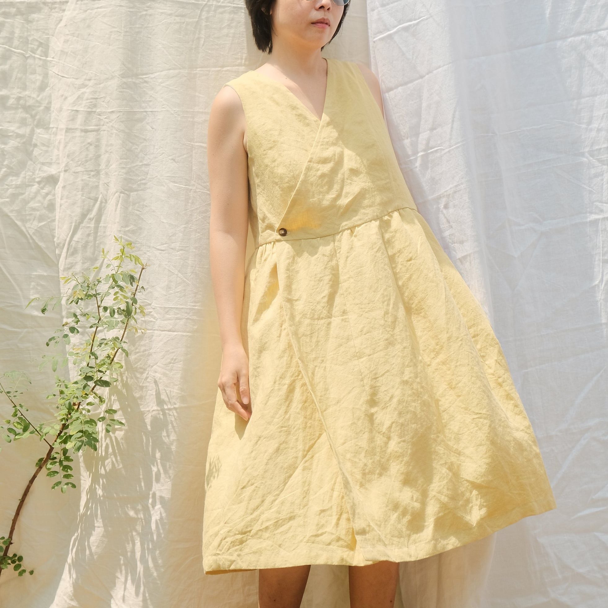  Đầm vạt xéo | Pastel yellow Wrap dress | MADE TO ORDER 