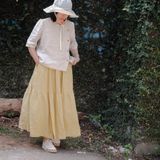 Váy xòe 3 tầng Pastel Yellow | Ruffled Skirt | WOMEN CLOTHING 