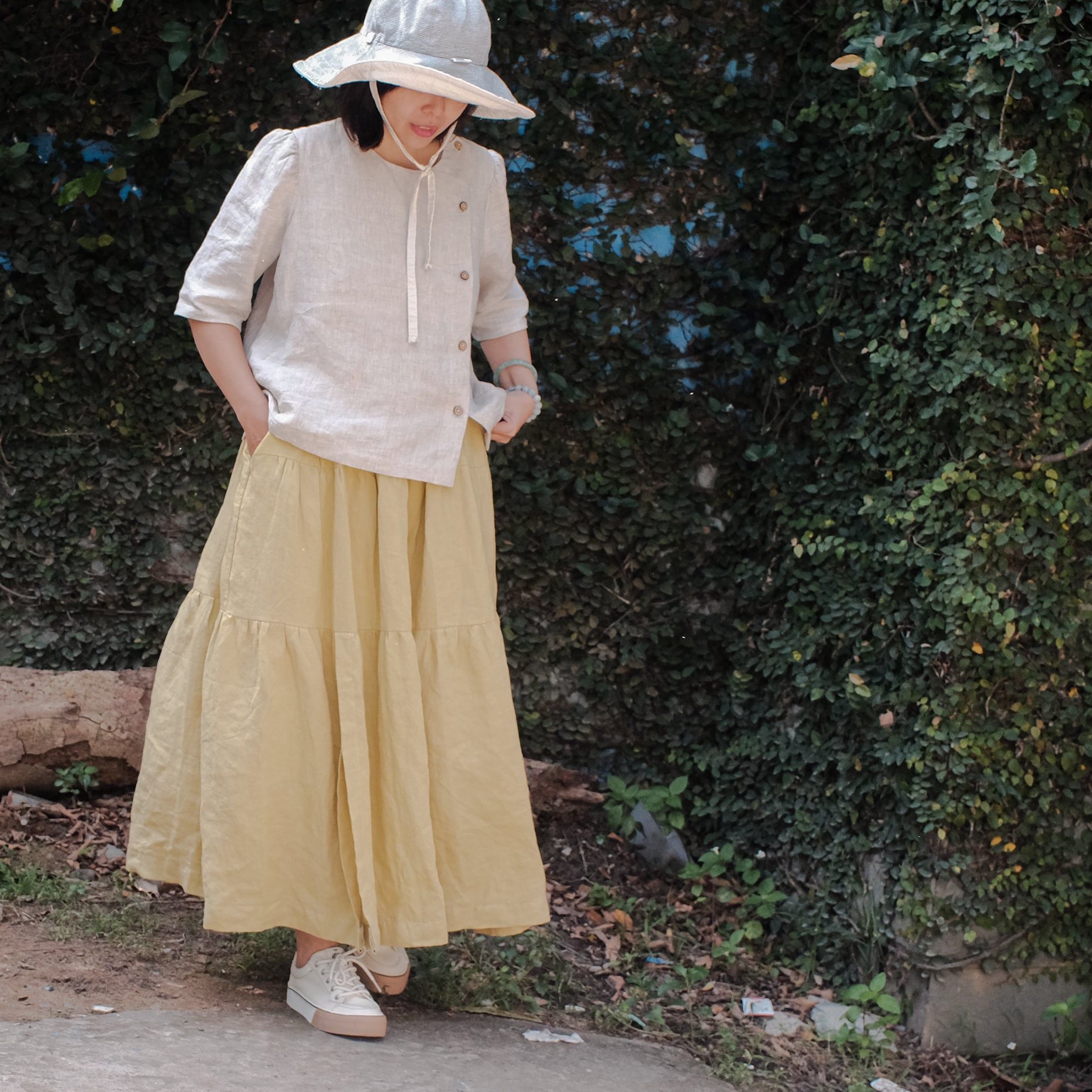  Váy xòe 3 tầng Pastel Yellow | Ruffled Skirt | WOMEN CLOTHING 