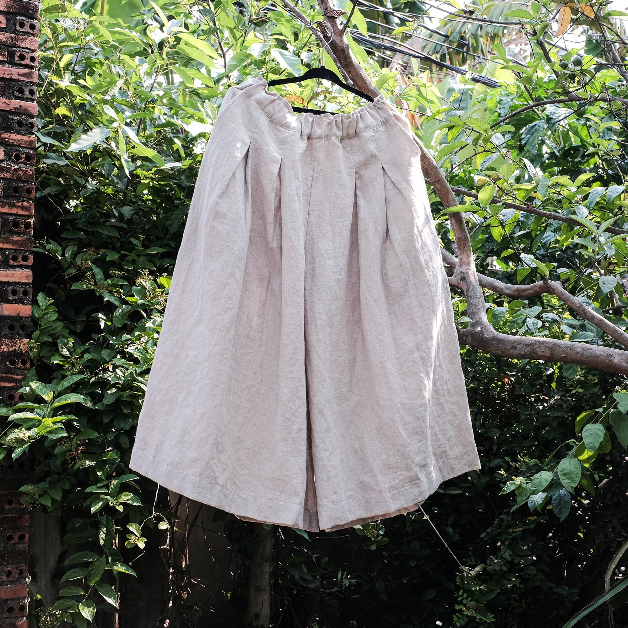  Quần váy | Sand grey European linen Culottes | CHOI SEWING 