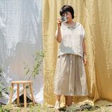  Quần váy | Sand grey European linen Culottes | CHOI SEWING 