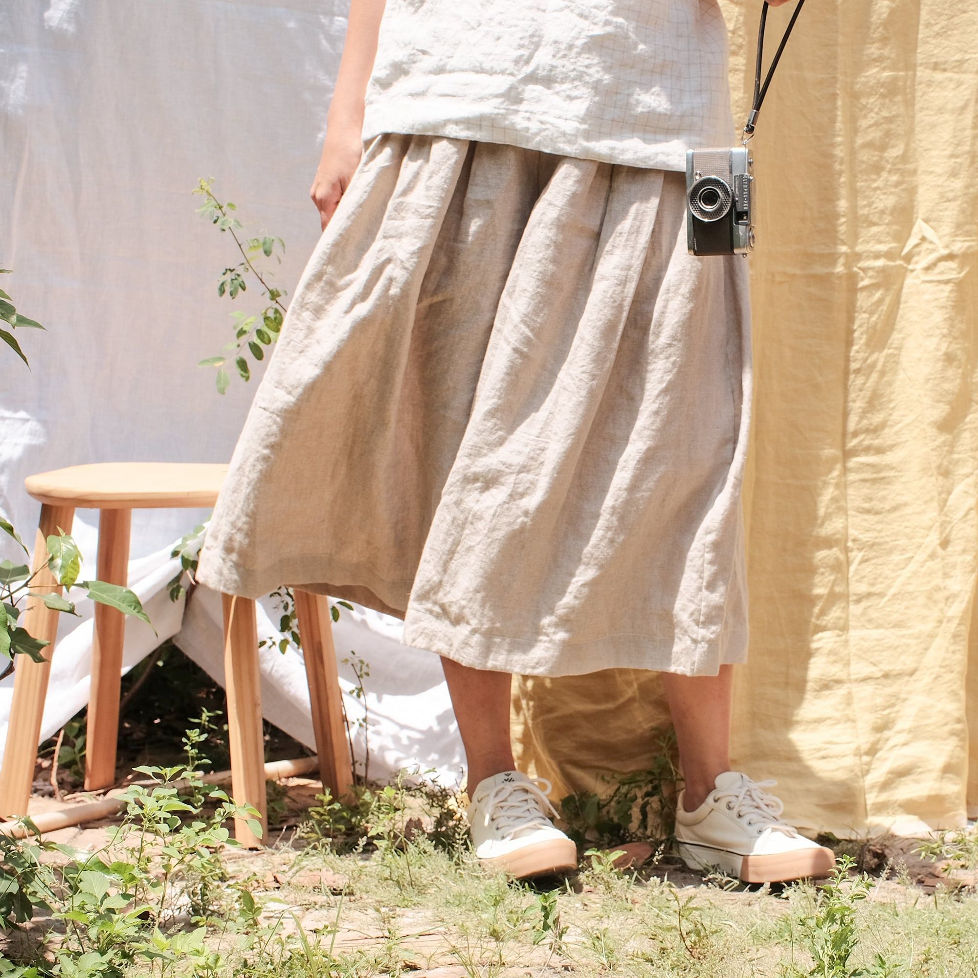  Quần váy | Sand grey European linen Culottes | CHOI SEWING 