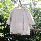  Áo y tá cài nút lệch | Sand grey Nurse blouse | CHOI SEWING | PRE-ORDER 
