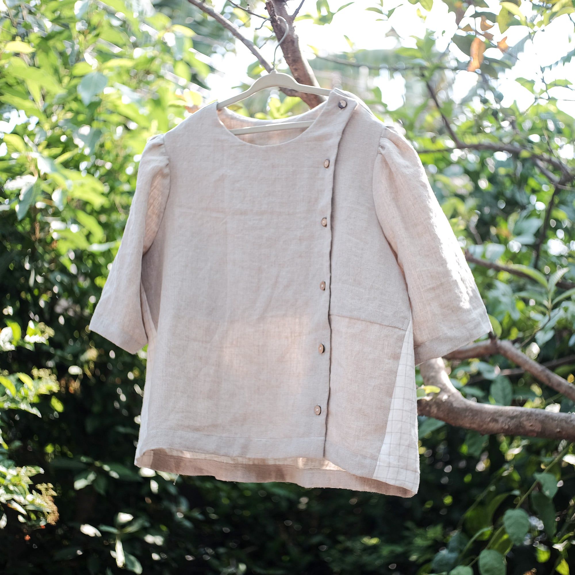  Áo y tá cài nút lệch | Sand grey Nurse blouse | CHOI SEWING | PRE-ORDER 