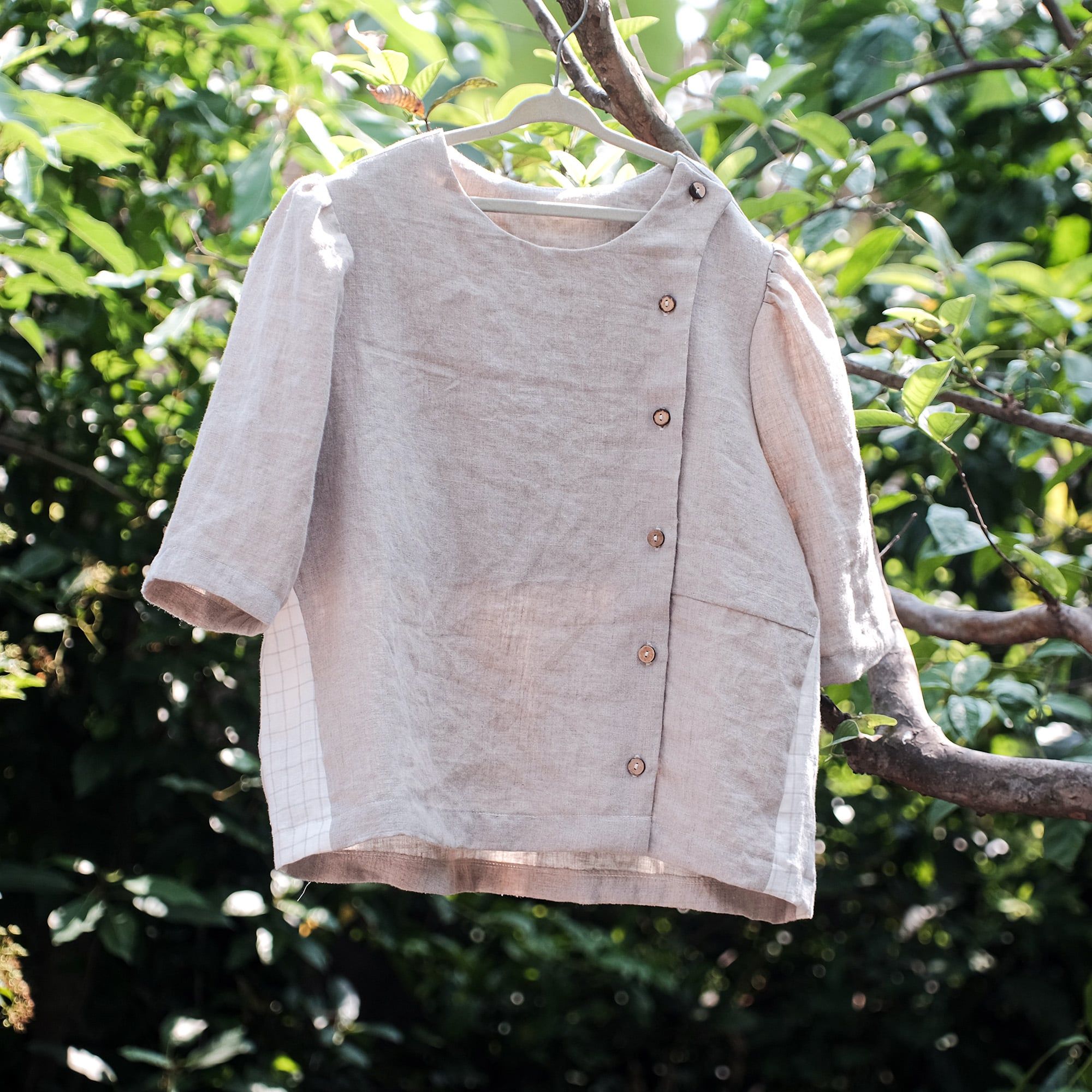  Áo y tá cài nút lệch | Sand grey Nurse blouse | CHOI SEWING | PRE-ORDER 