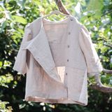  Áo y tá cài nút lệch | Sand grey Nurse blouse | CHOI SEWING | PRE-ORDER 