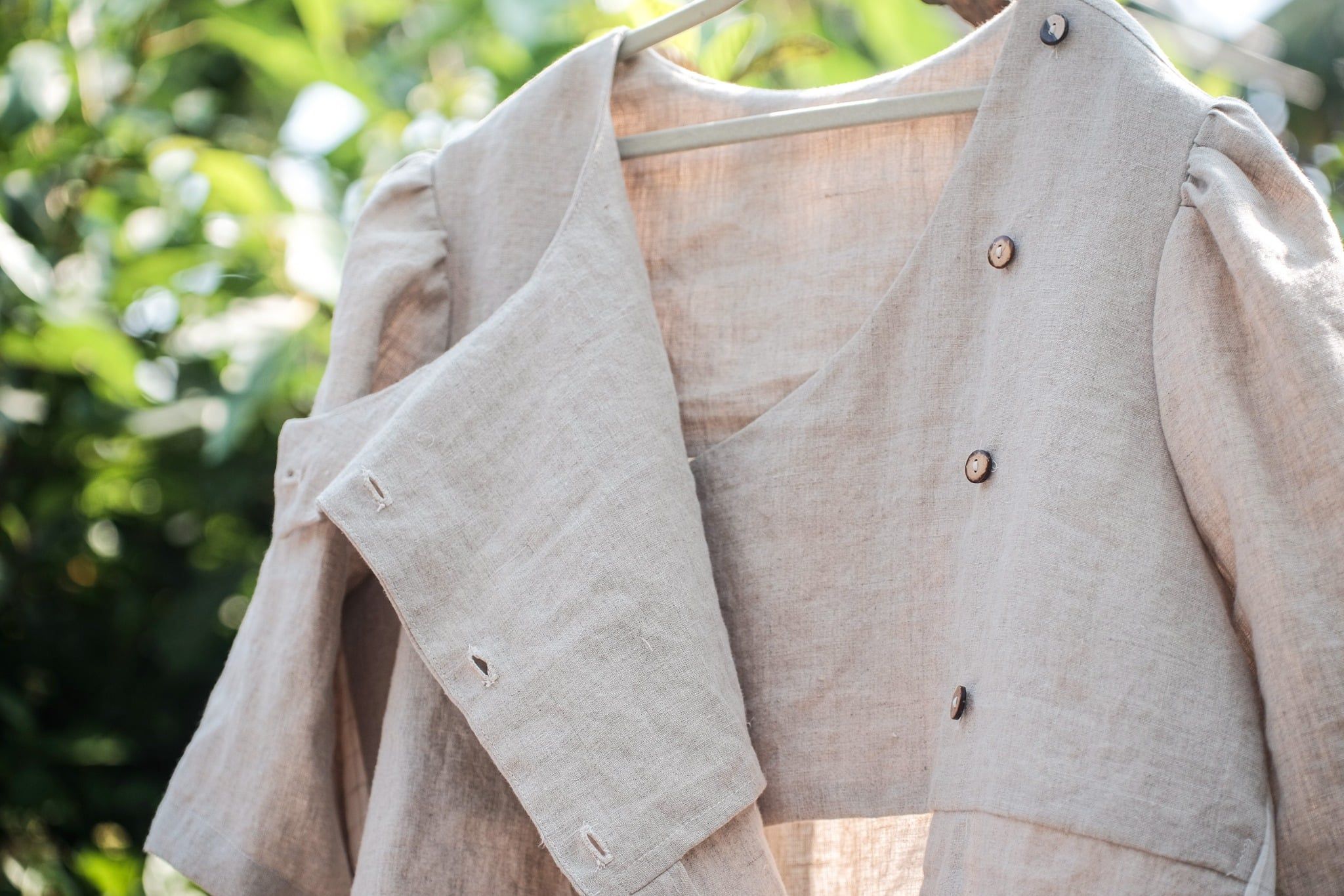  Áo y tá cài nút lệch | Sand grey Nurse blouse | CHOI SEWING | PRE-ORDER 