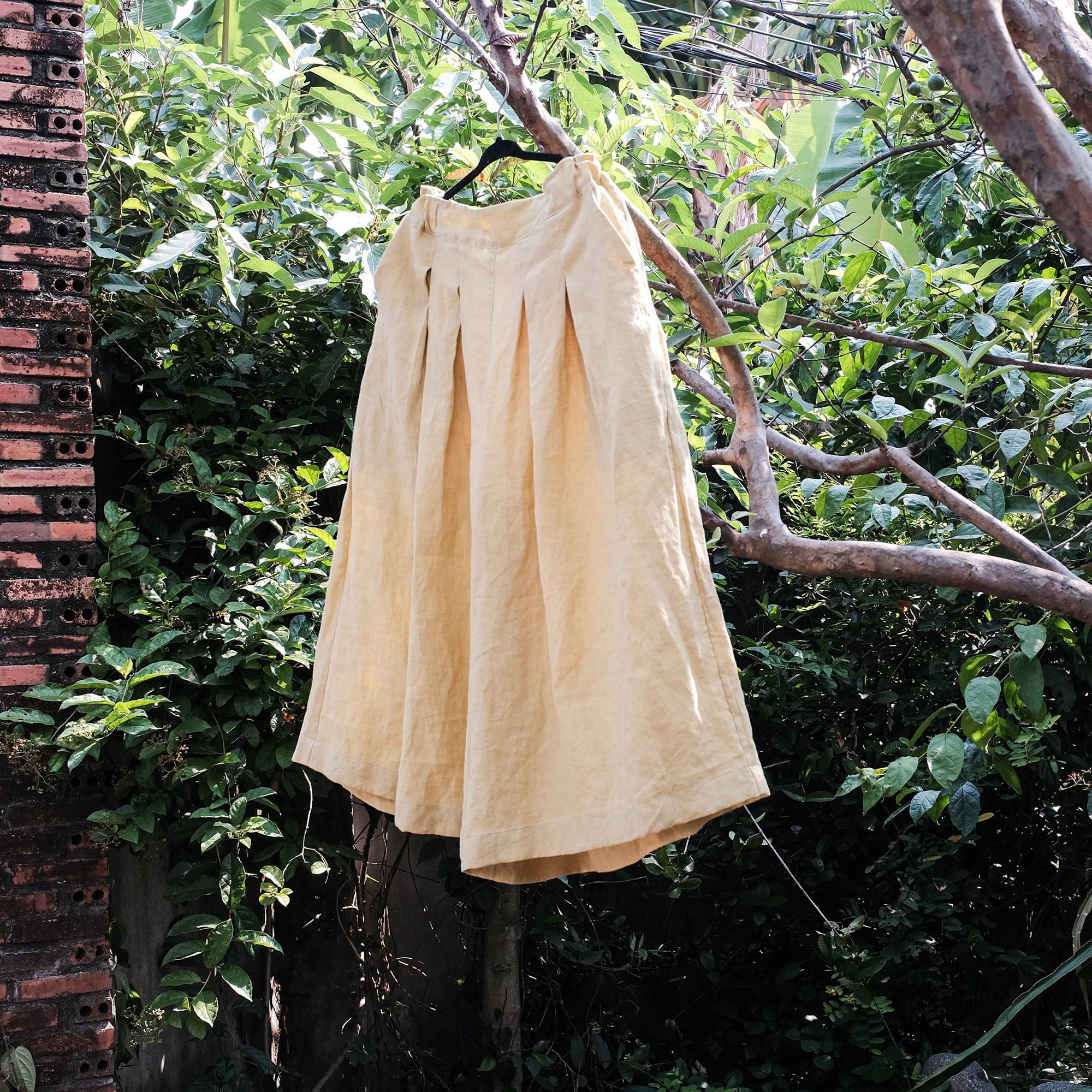  Quần váy | Pastel yellow European linen Culottes | CHOI SEWING 
