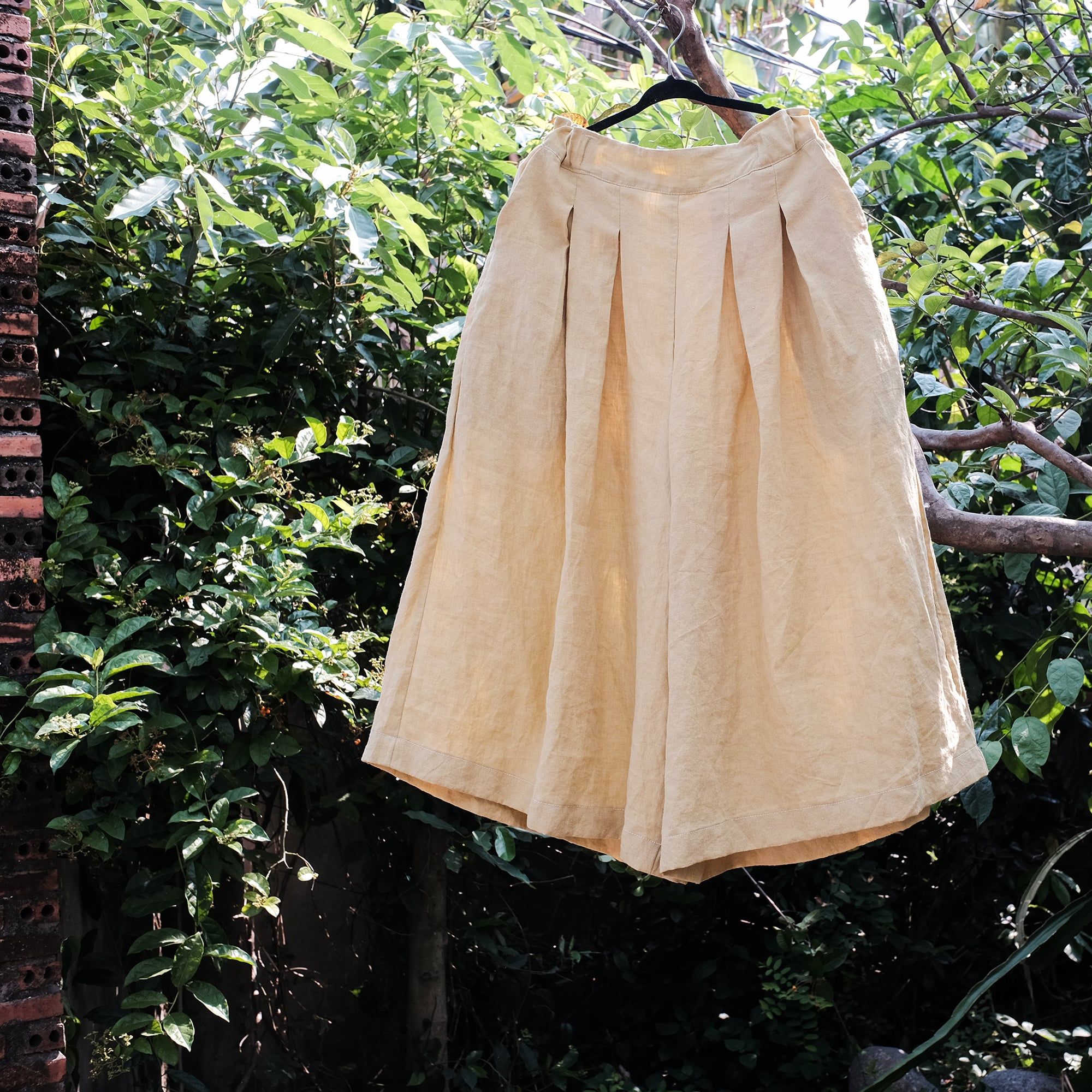  Quần váy | Pastel yellow European linen Culottes | CHOI SEWING 