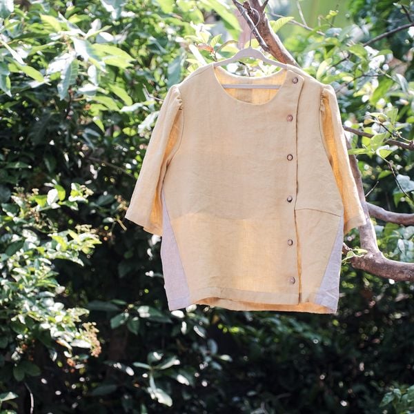  Áo y tá cài nút lệch | Pastel yellow Nurse blouse | CHOI SEWING | PRE-ORDER 