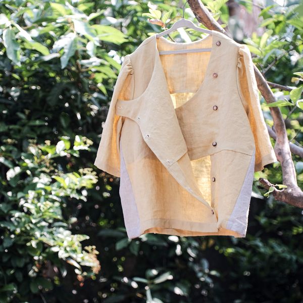  Áo y tá cài nút lệch | Pastel yellow Nurse blouse | CHOI SEWING | PRE-ORDER 