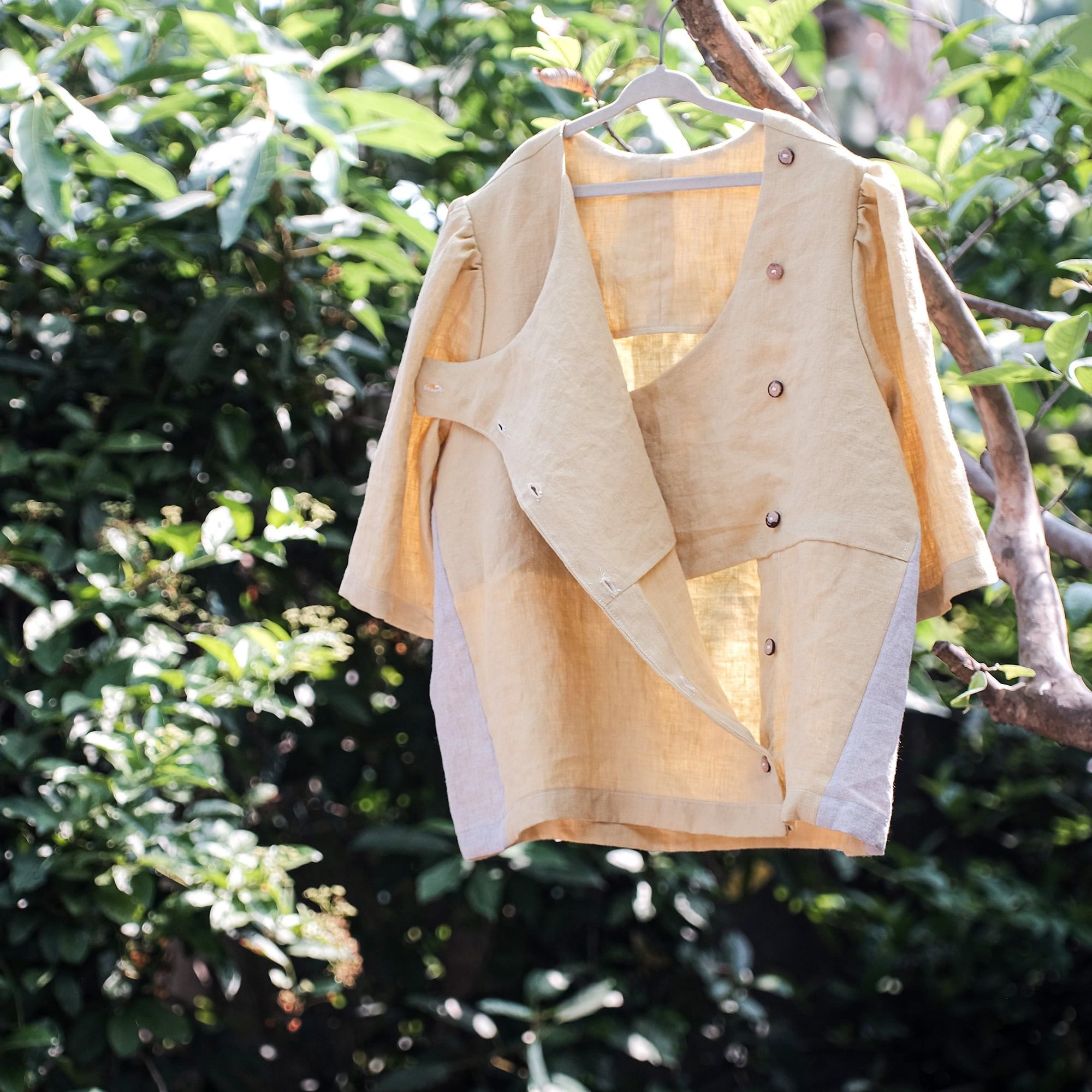  Áo y tá cài nút lệch | Pastel yellow Nurse blouse | CHOI SEWING | PRE-ORDER 