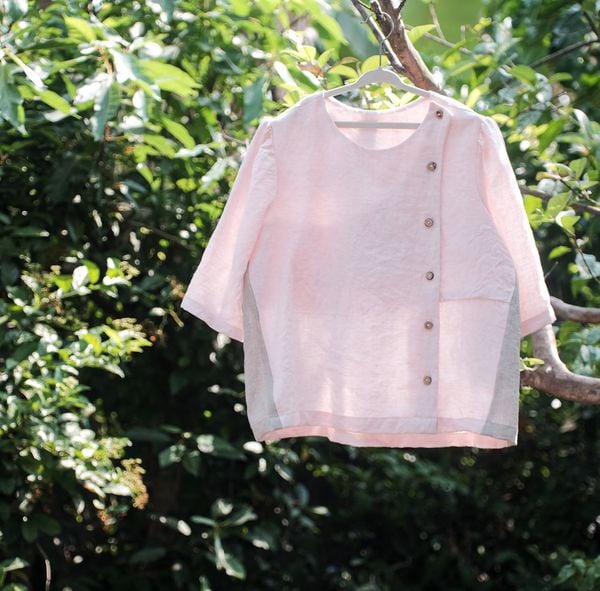  Áo y tá cài nút lệch | Pastel Pink Nurse blouse | CHOI SEWING | PRE-ORDER 