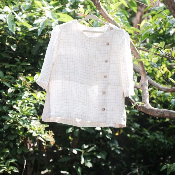  Áo y tá cài nút lệch | Caro Nurse blouse | CHOI SEWING | PRE-ORDER 