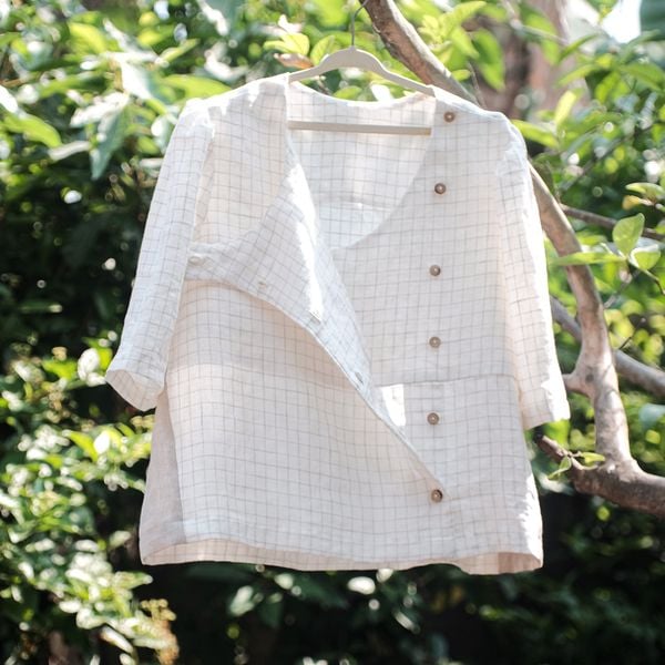  Áo y tá cài nút lệch | Caro Nurse blouse | CHOI SEWING | PRE-ORDER 