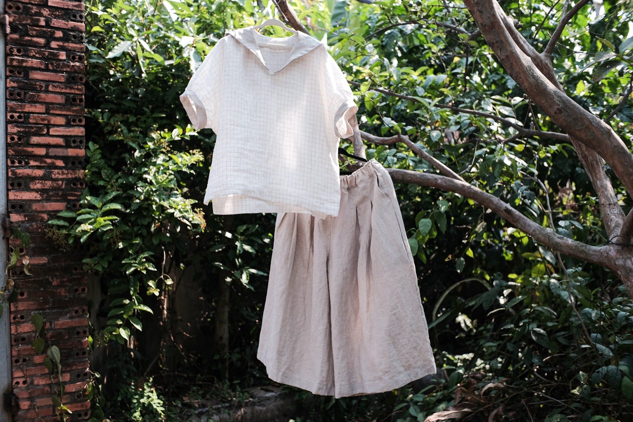  Quần váy | Sand grey European linen Culottes | CHOI SEWING 