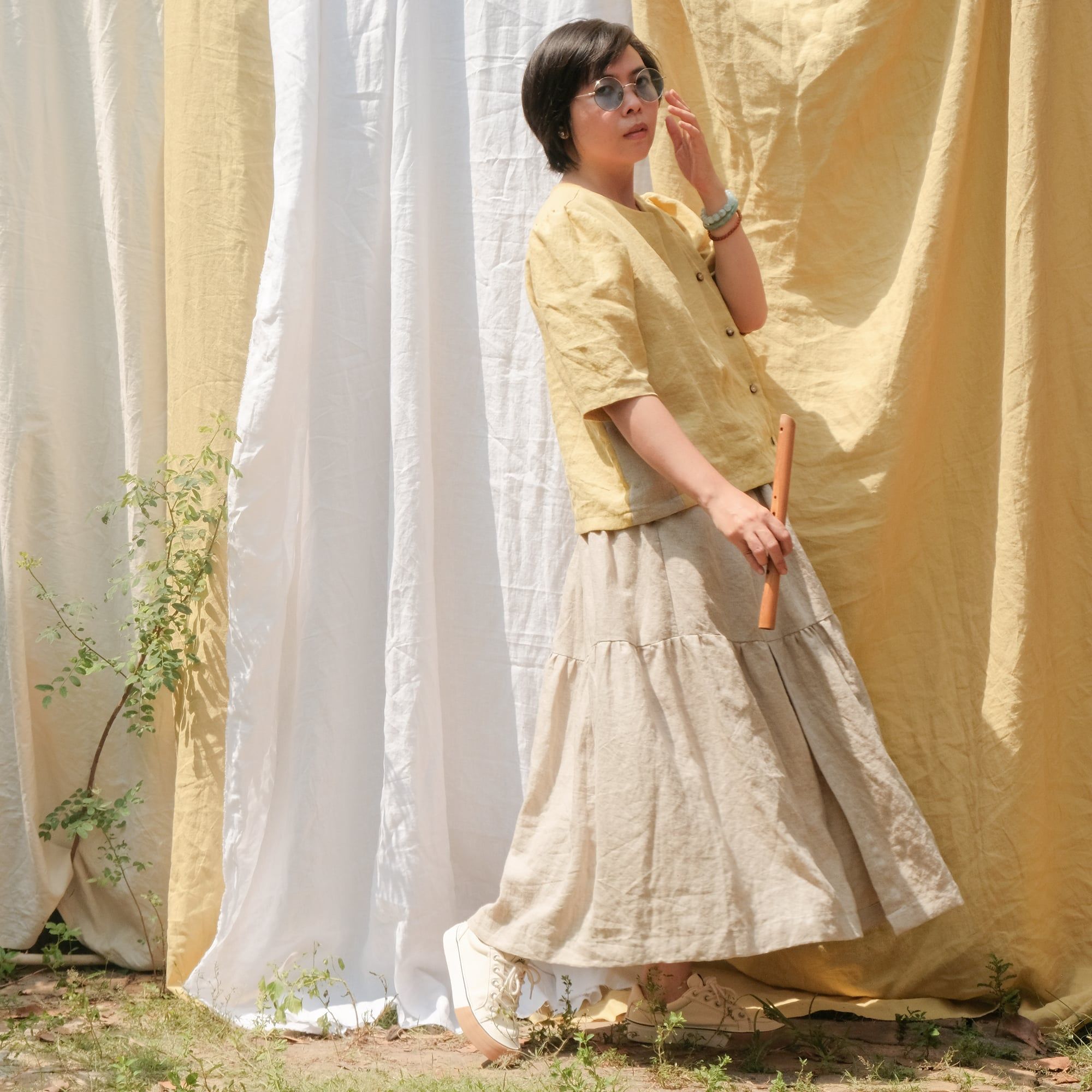  Váy xòe 3 tầng | Sand grey Ruffled Skirt | WOMEN CLOTHING 