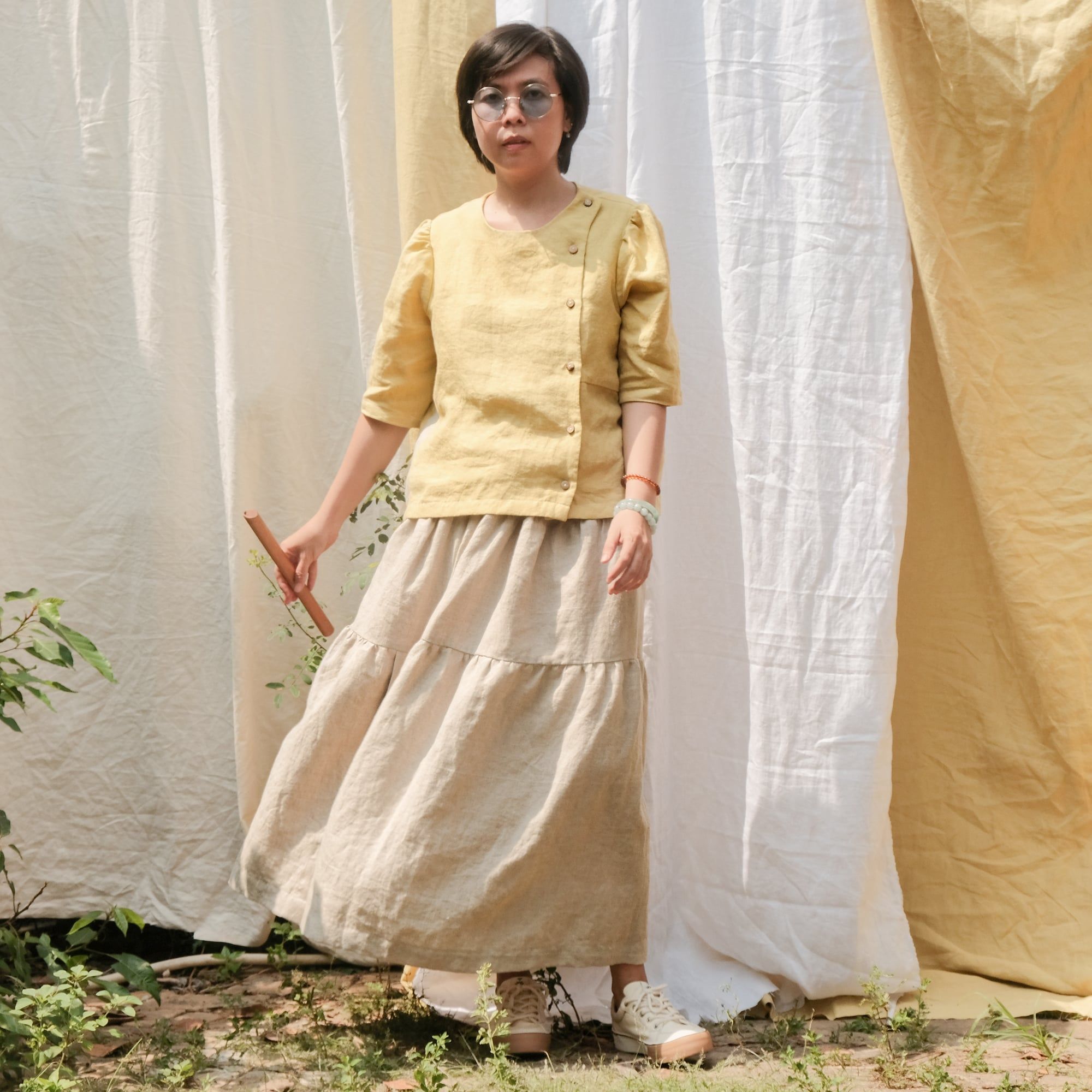  Váy xòe 3 tầng | Sand grey Ruffled Skirt | WOMEN CLOTHING 
