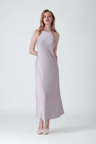 Đầm dài nữ Vera satin trơn hai dây - V0677