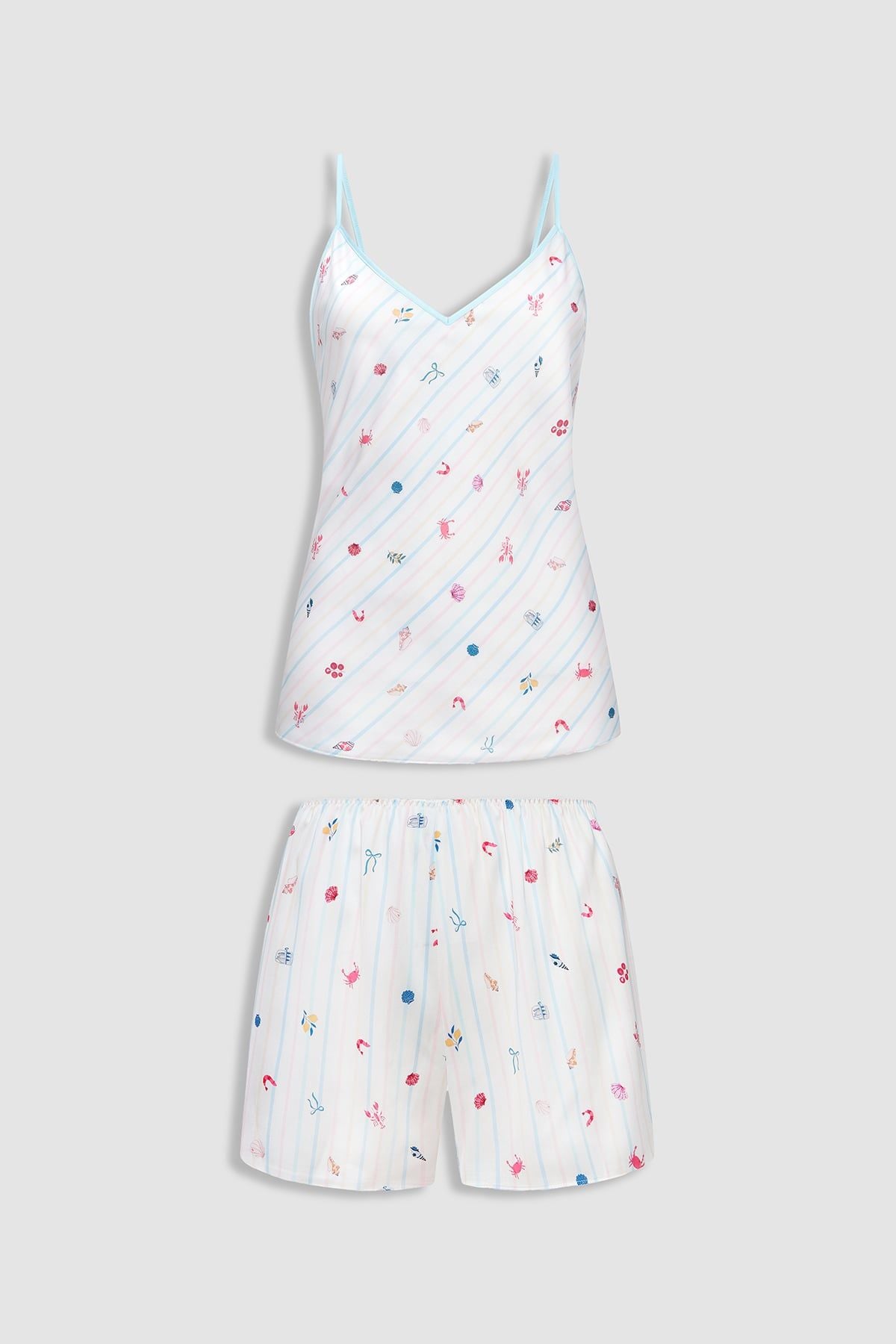 Bộ short nữ Vera satin in hai dây - V0804