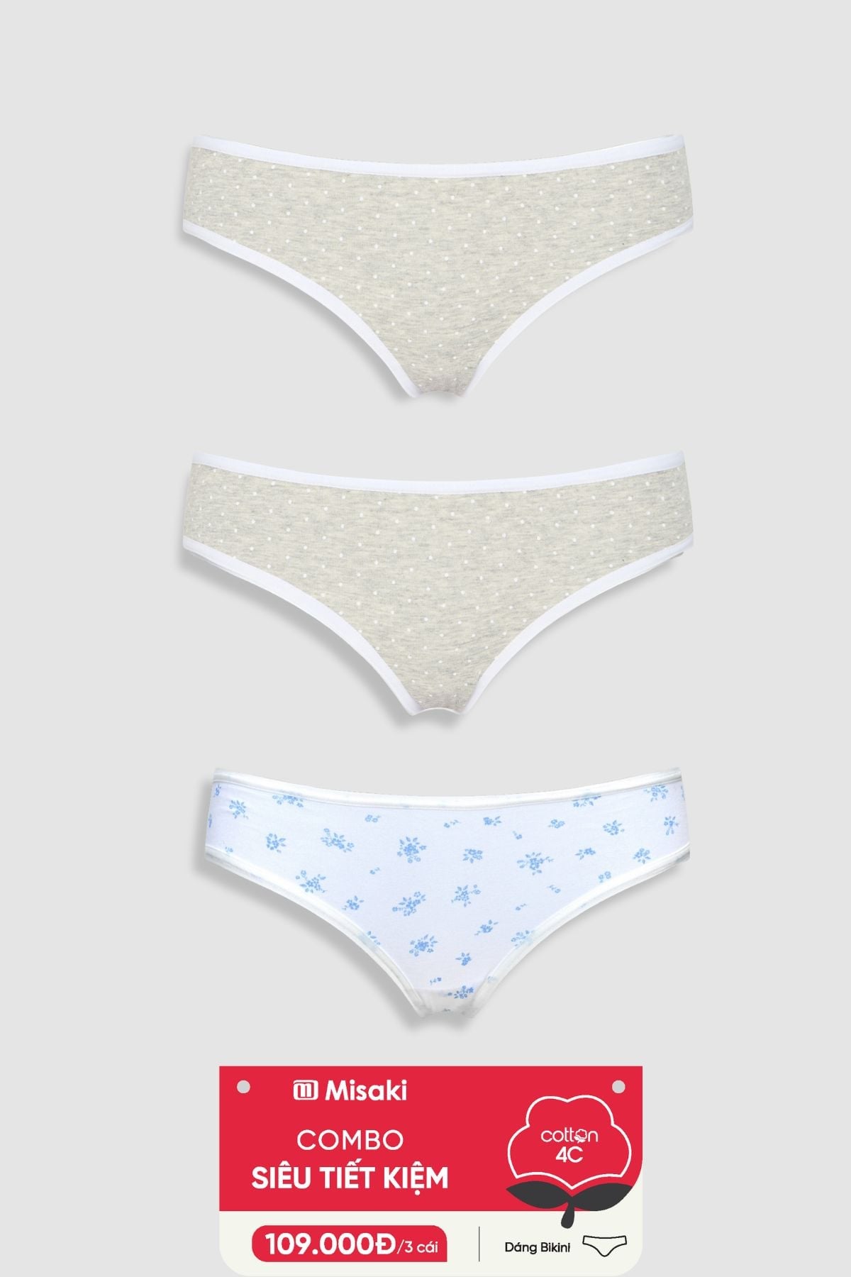 Quần lót bikini nữ Misaki cotton 4C in - M1087