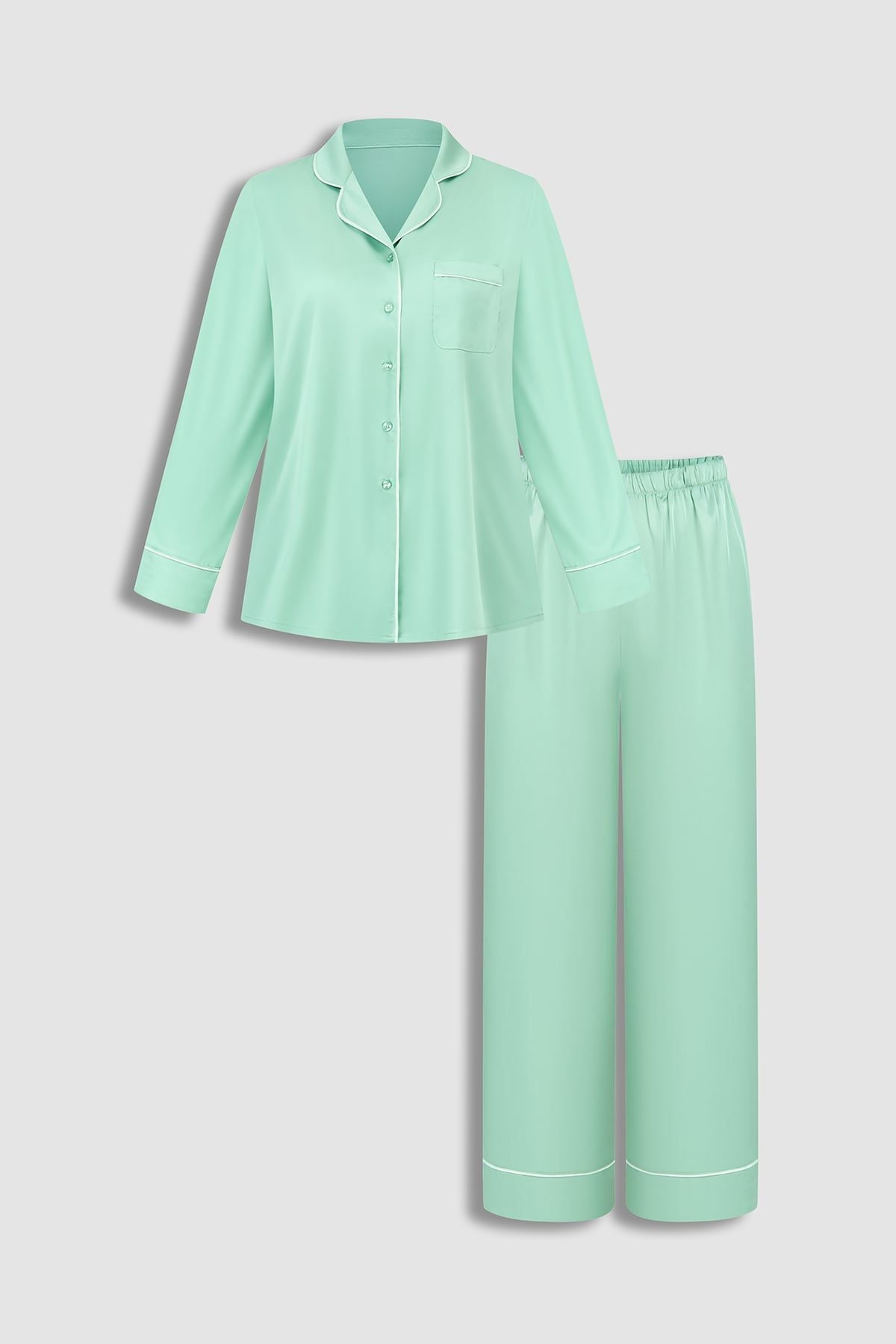 Bộ pijama dài nữ Vera satin trơn tay dài – V0893