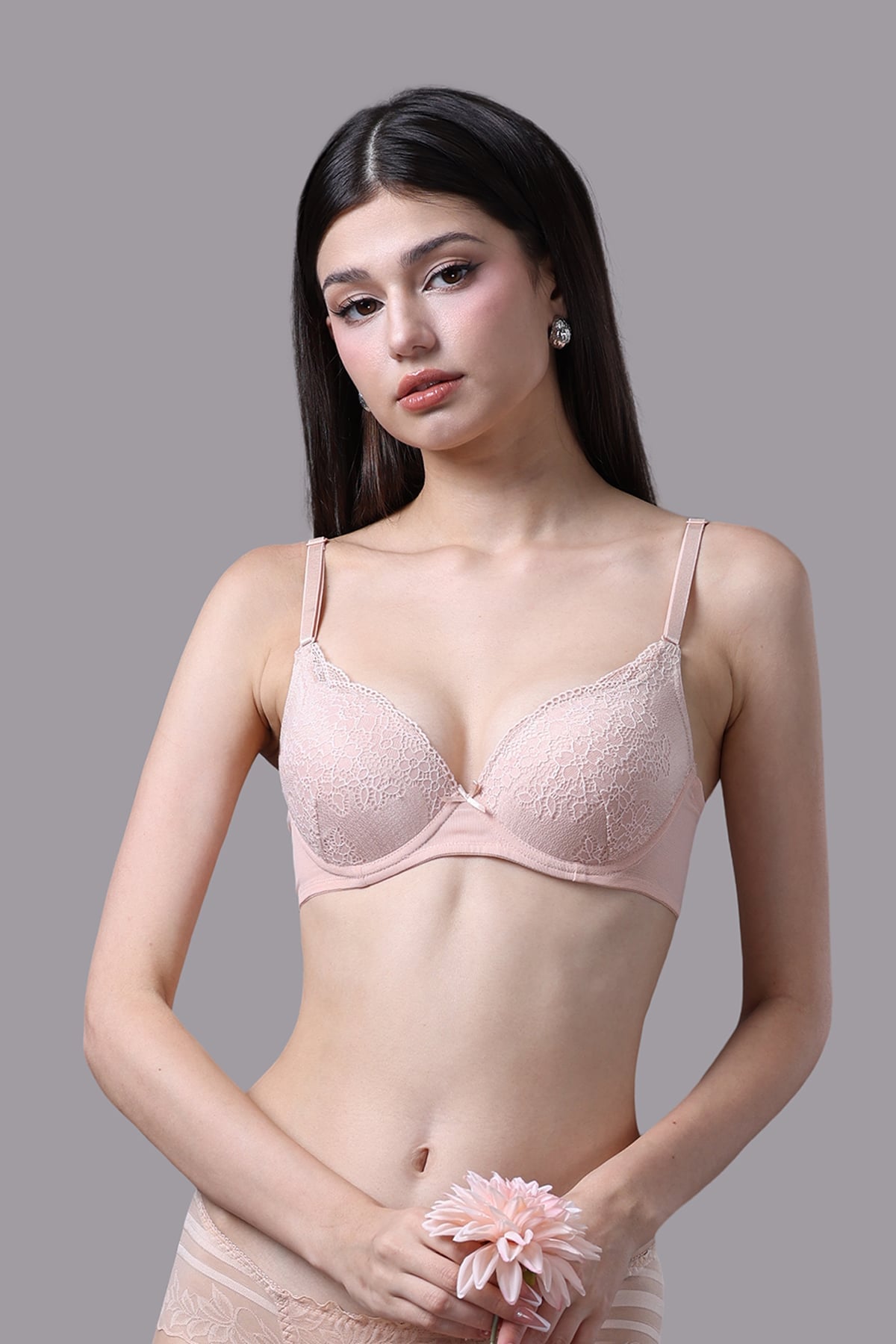 Áo Ngực Misaki 9107 mút mỏng cúp ren phối dây lưng lưới