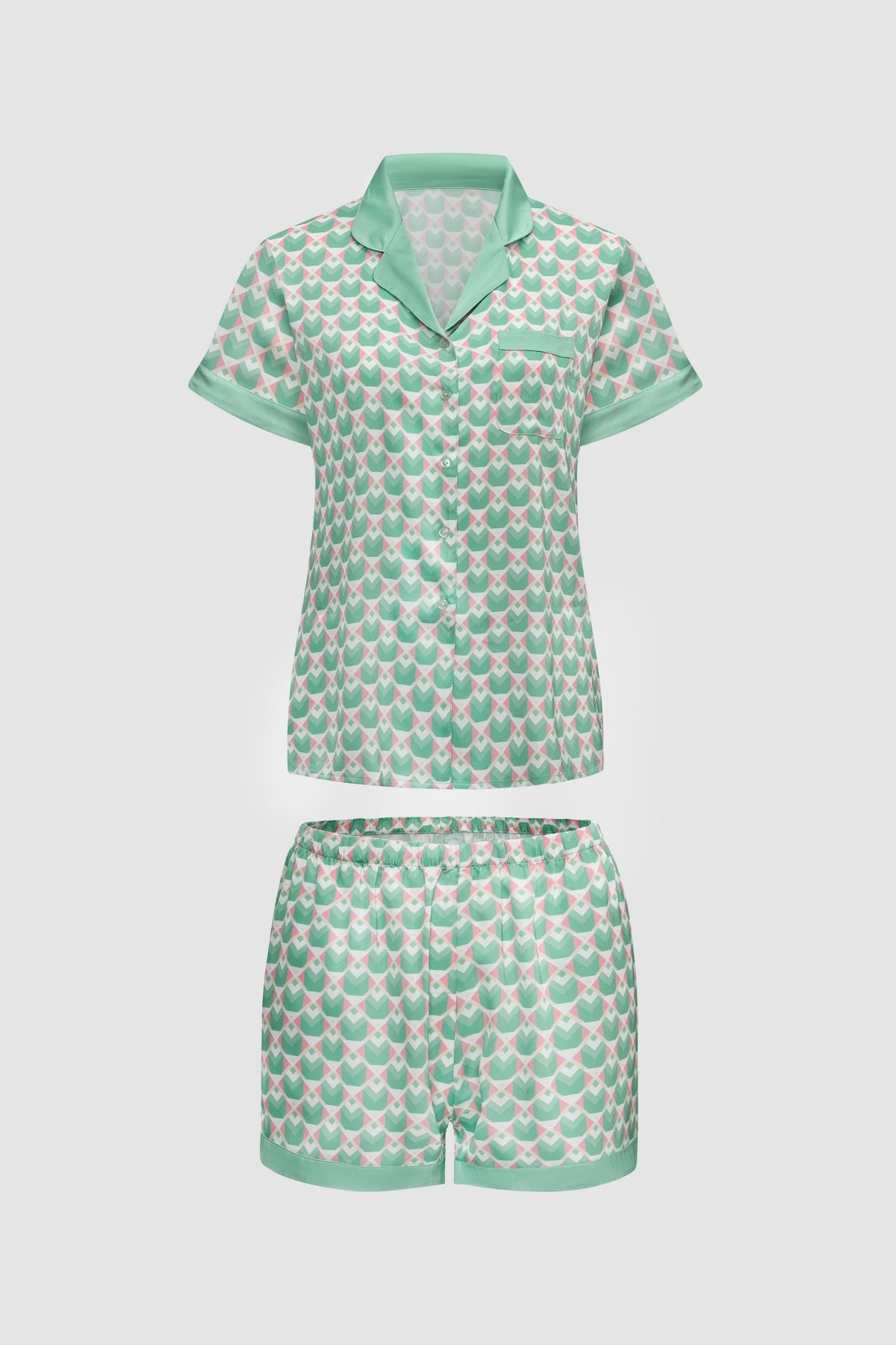 Bộ pijama ngắn nữ Vera satin in tay ngắn - V0768