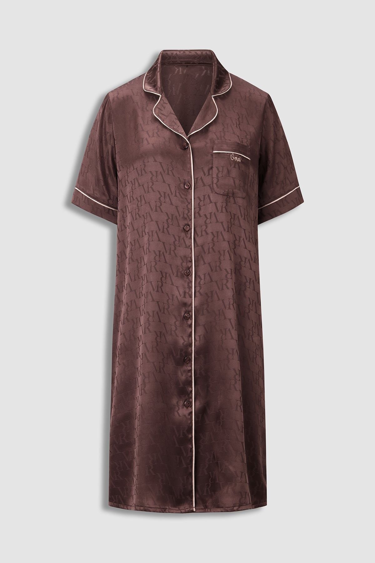 Đầm pijama Vera satin Jacquard tay ngắn - V0839