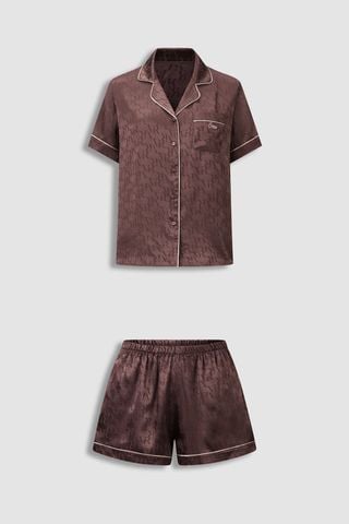Bộ pijama ngắn Vera satin Jacquard tay ngắn - V0843
