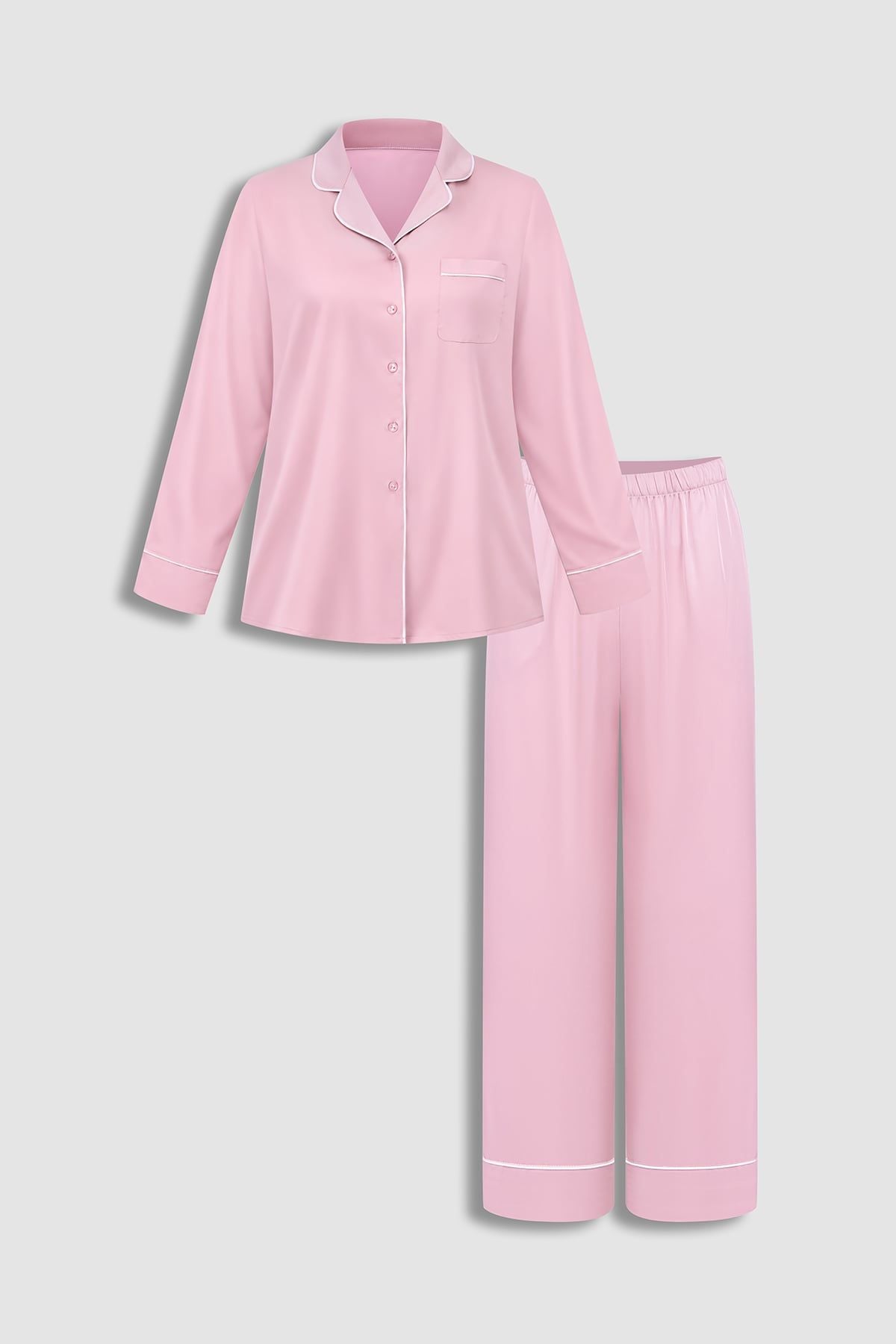 Bộ pijama dài nữ Vera satin trơn tay dài – V0893