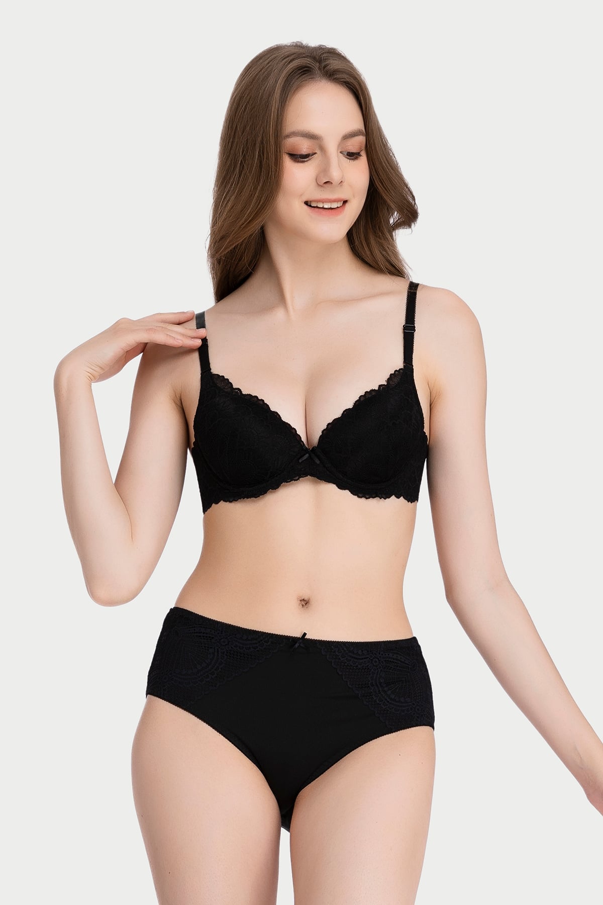 Quần lót lưng cao Misaki microfiber phối ren - M1083