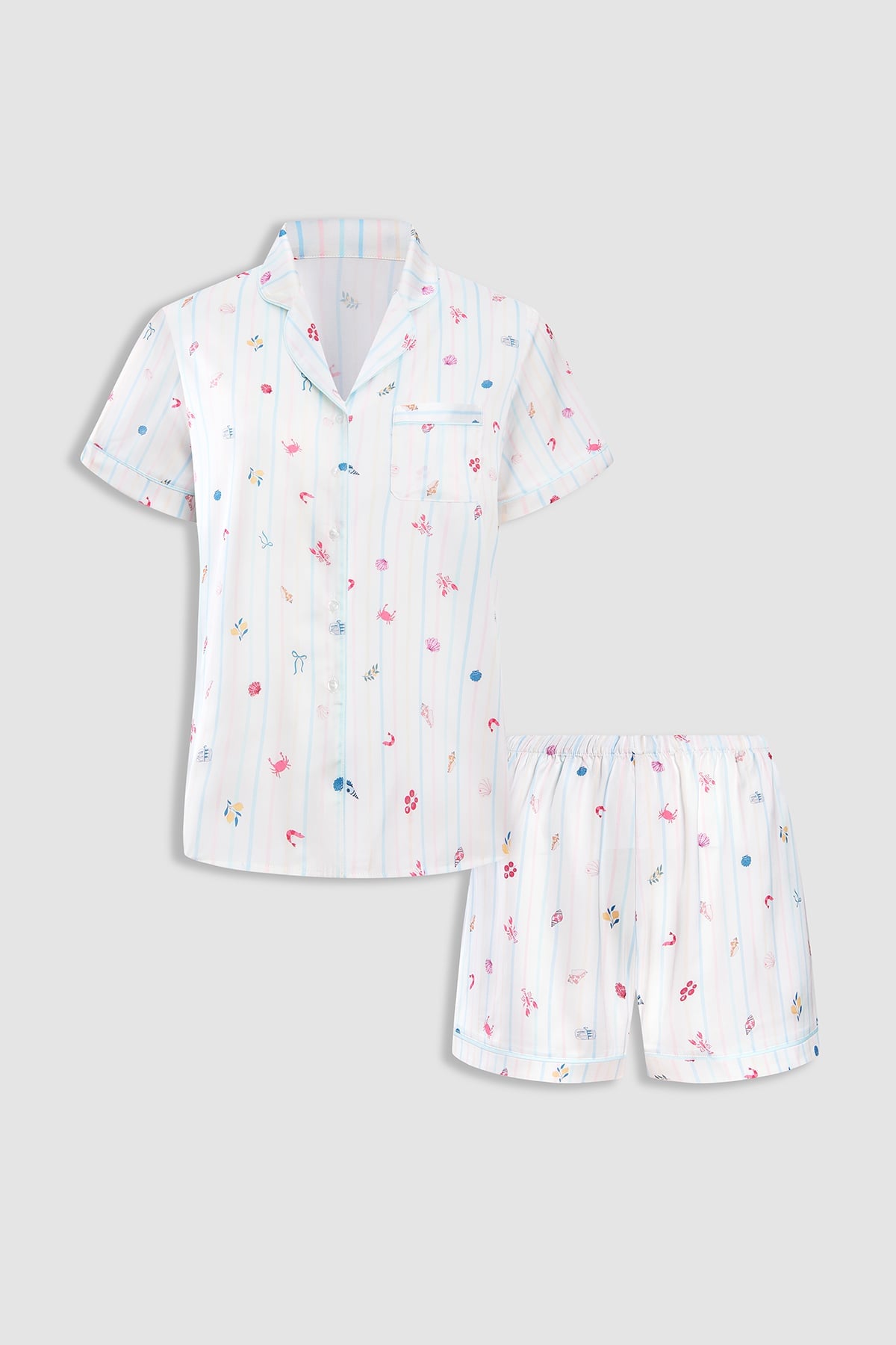 Bộ pijama ngắn nữ Vera satin in tay ngắn - V0797