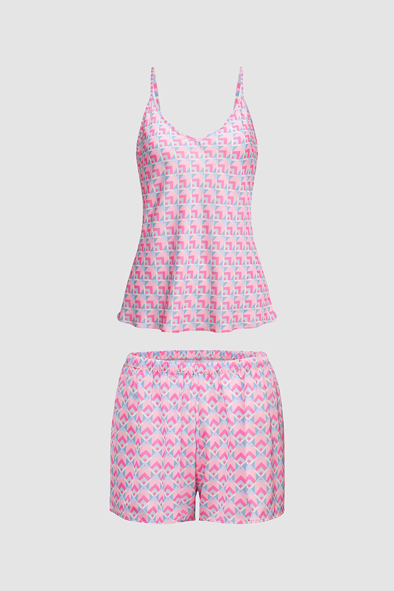 Bộ short nữ Vera satin in hai dây - V0766