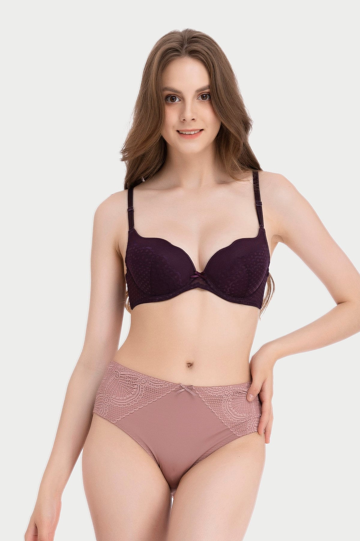 Quần lót lưng cao Misaki microfiber phối ren - M1083