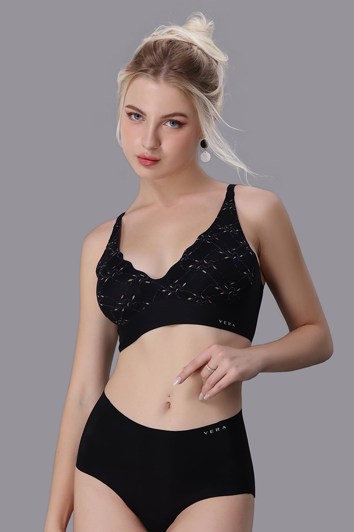 Áo ngực wireless nữ vera nylon phối ren mút mỏng - v0630 Vera