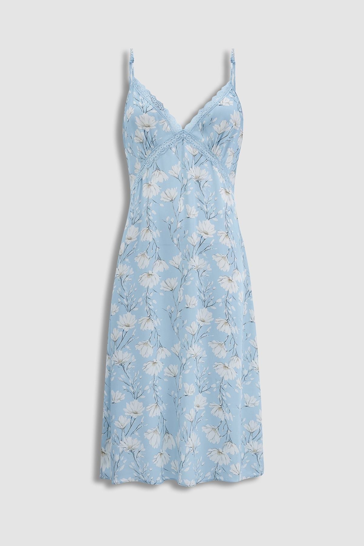 Đầm lửng nữ Vera rayon in phối ren hai dây - V0828