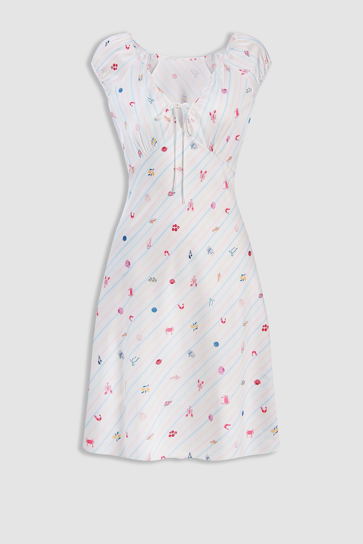 Đầm ngắn nữ vera satin in tay con - v0805 Vera