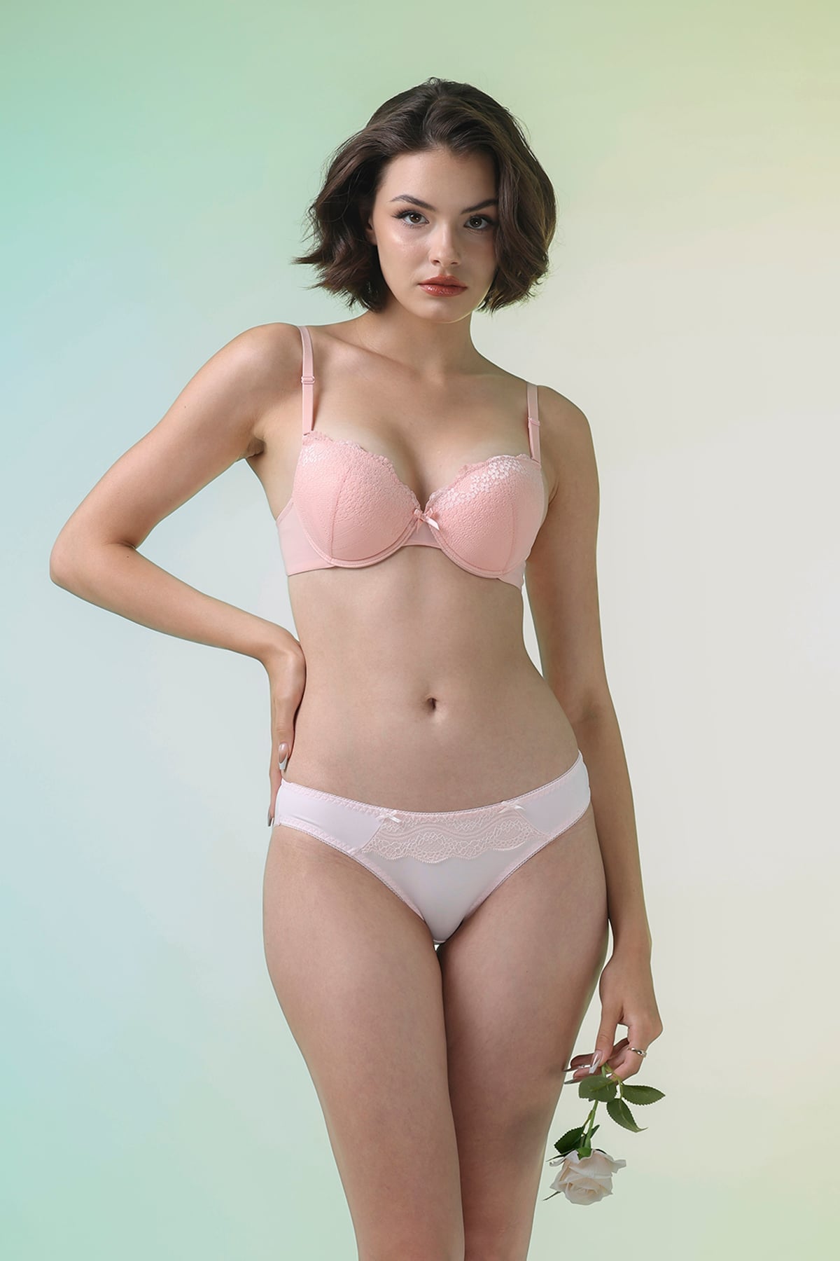 Quần lót bikini nữ Misaki Polyester phối ren M1031