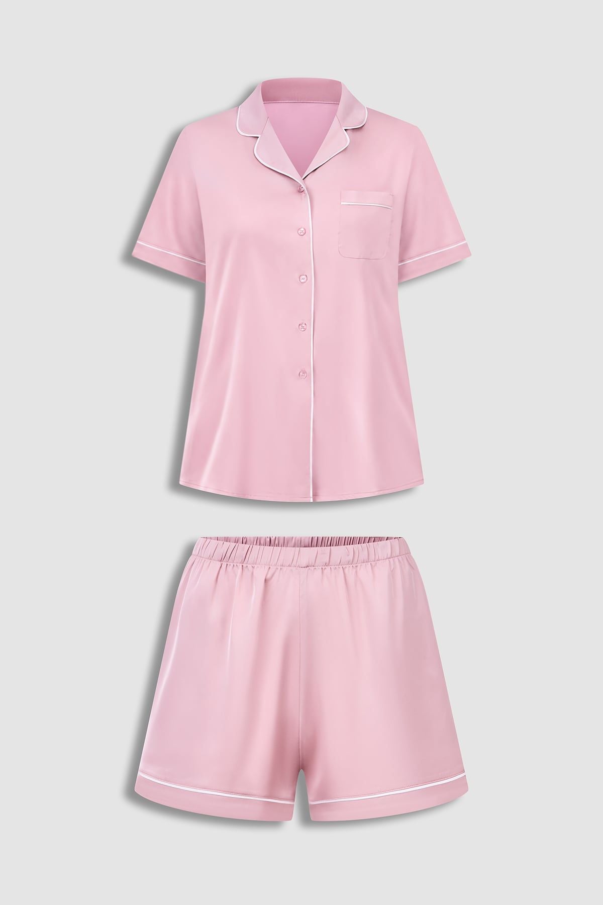Bộ pijama ngắn nữ Vera satin trơn tay ngắn – V0891