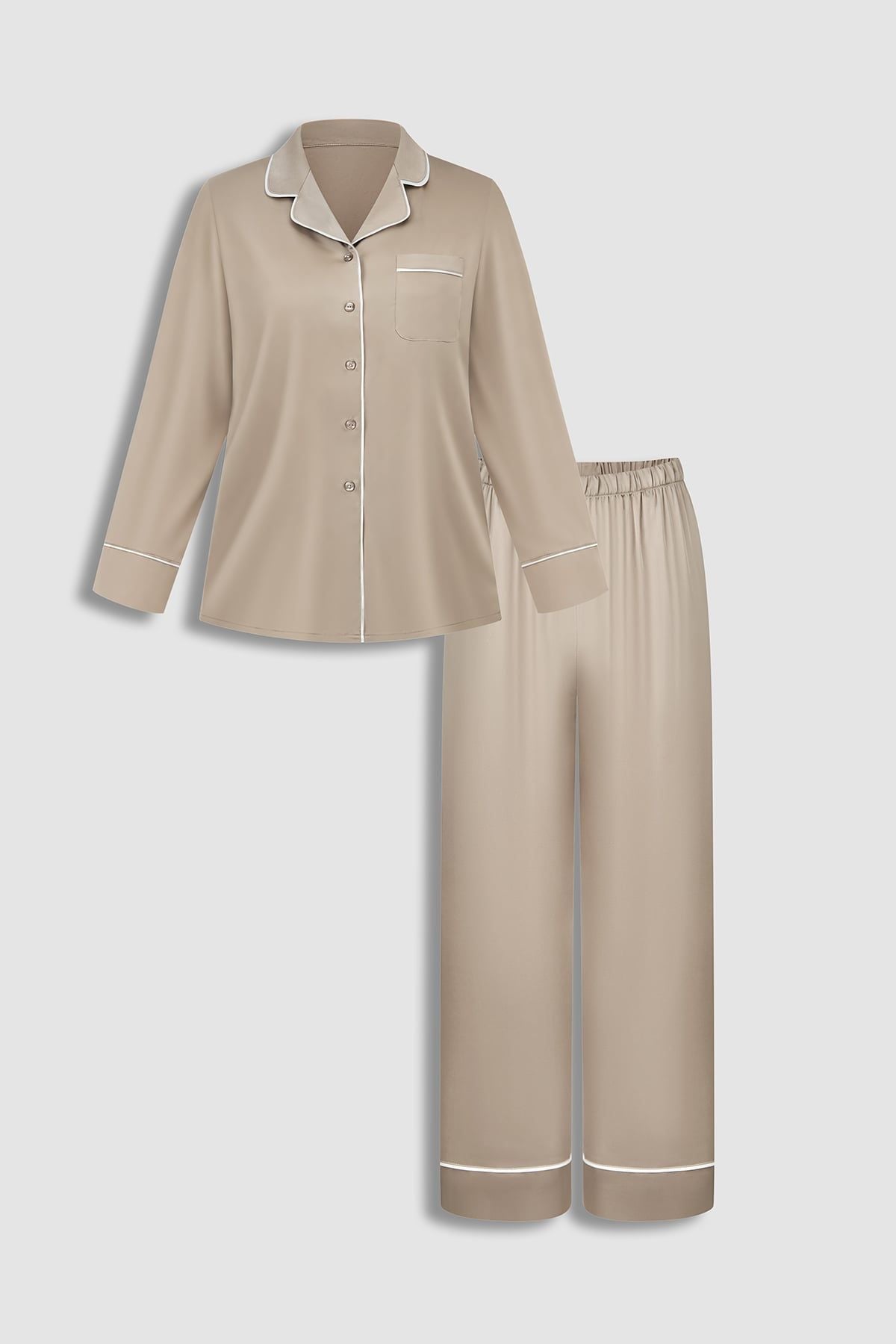 Bộ pijama dài nữ Vera satin trơn tay dài – V0893