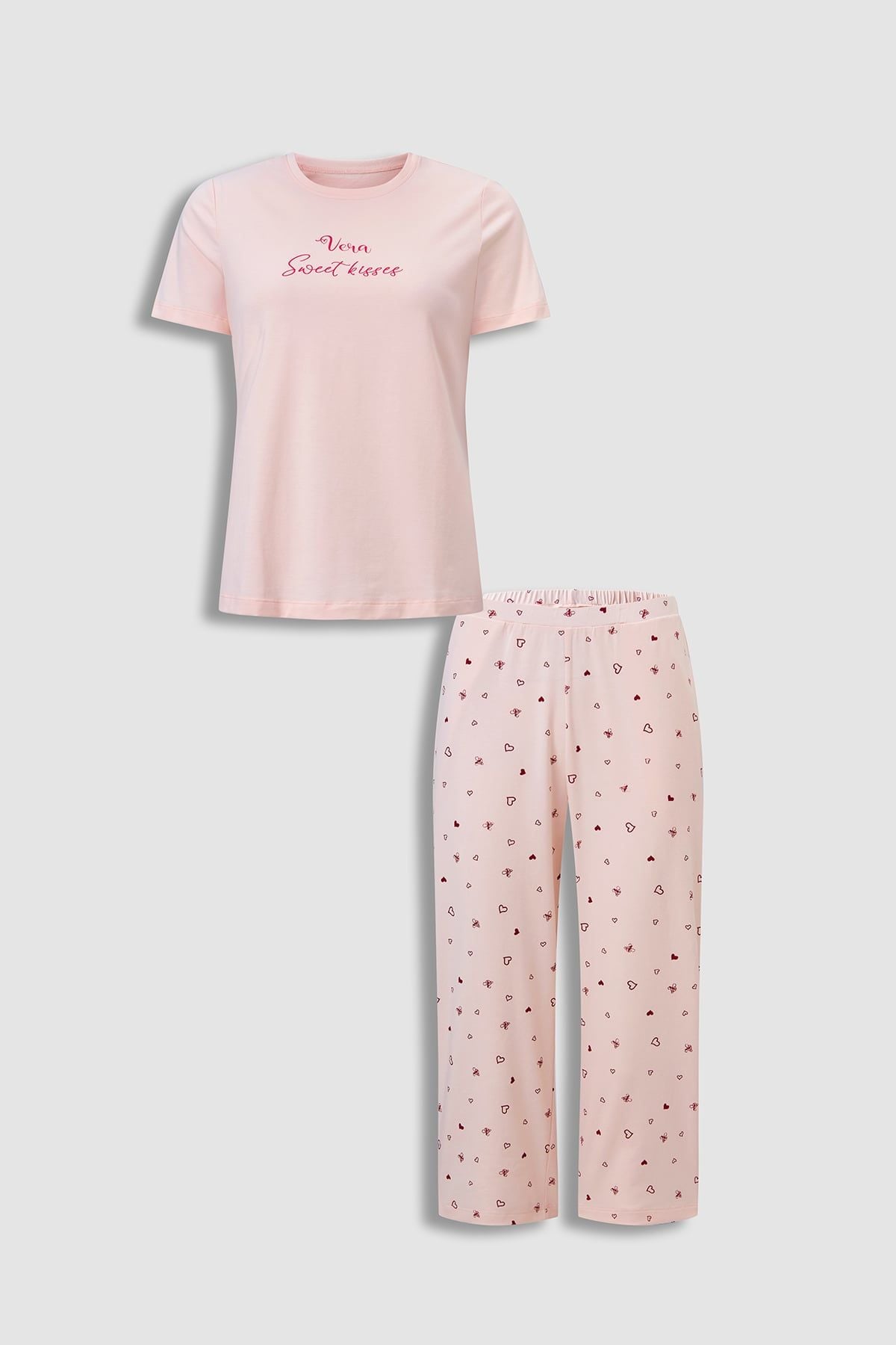 Bộ lửng nữ Vera cotton spandex trơn phối in tay ngắn - V0838