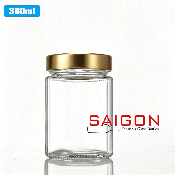 Hũ Vuông 380ml Nắp Thiếc Dày P72 | Hũ Thủy Tinh Nắp Thiếc