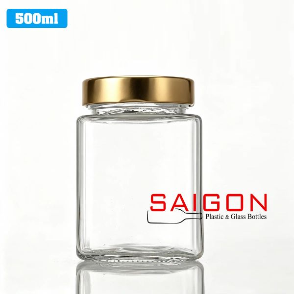 Hũ Vuông 500ml Nắp Thiếc Dày P72 | Hũ Thủy Tinh Nắp Thiếc