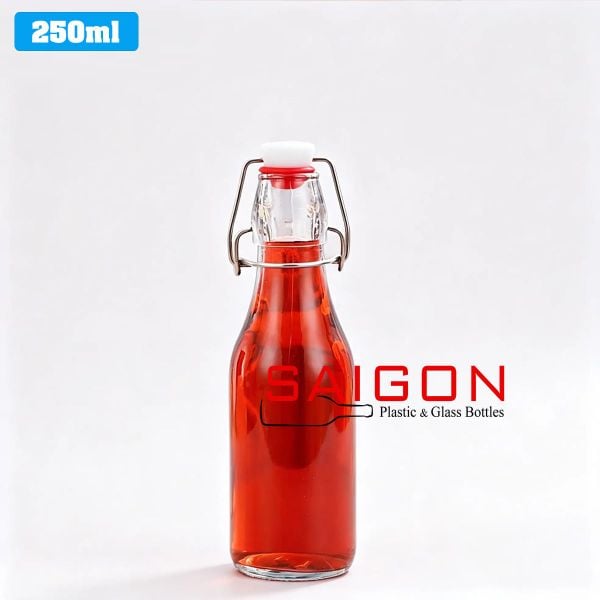 Chai Gài Tròn 250ml | Chai thủy tinh nắp gài